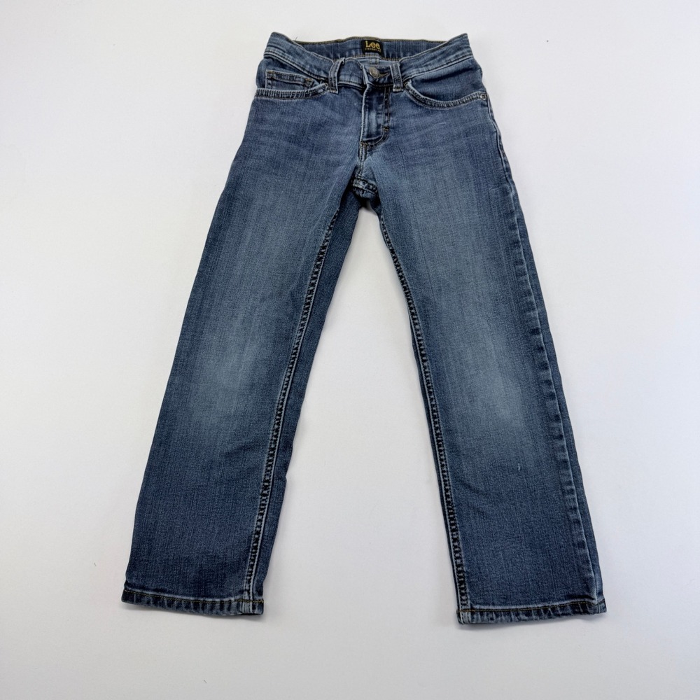 Lee Boys Blue Straight Fit Adjustable Waist Stretch Denim Jeans Size 8 Slim